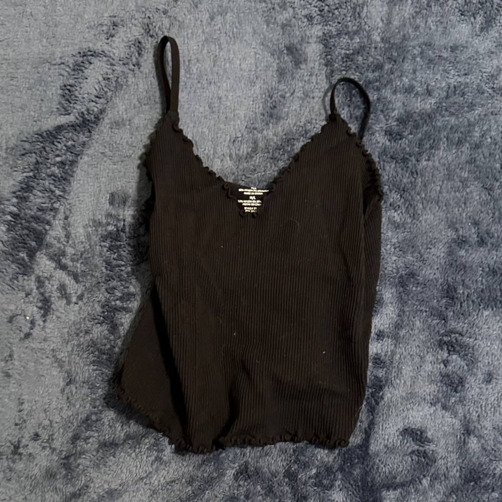 Ambiance Black Ribbed Camisole